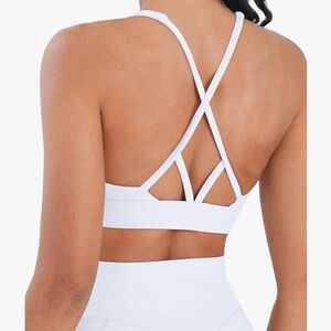 NWT Sunzel Elegant White Cross-Back Sports Bra